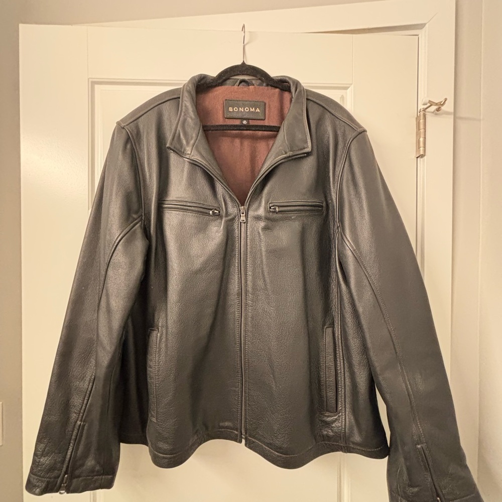 Sonoma Men's Black Genuine Leather Heavy-Duty Jacket